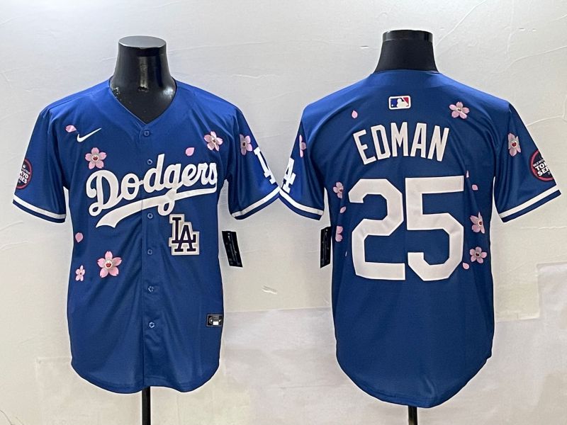 Men Los Angeles Dodgers 25 Edman Blue Sakura Edition 2025 Nike MLB Jersey style 9